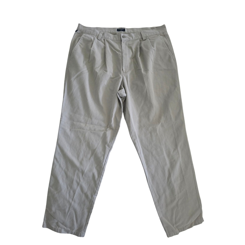 Dockers Mens‎ Pleated Relaxed Fit Khaki Chino Pants Tan Cotton 40x34